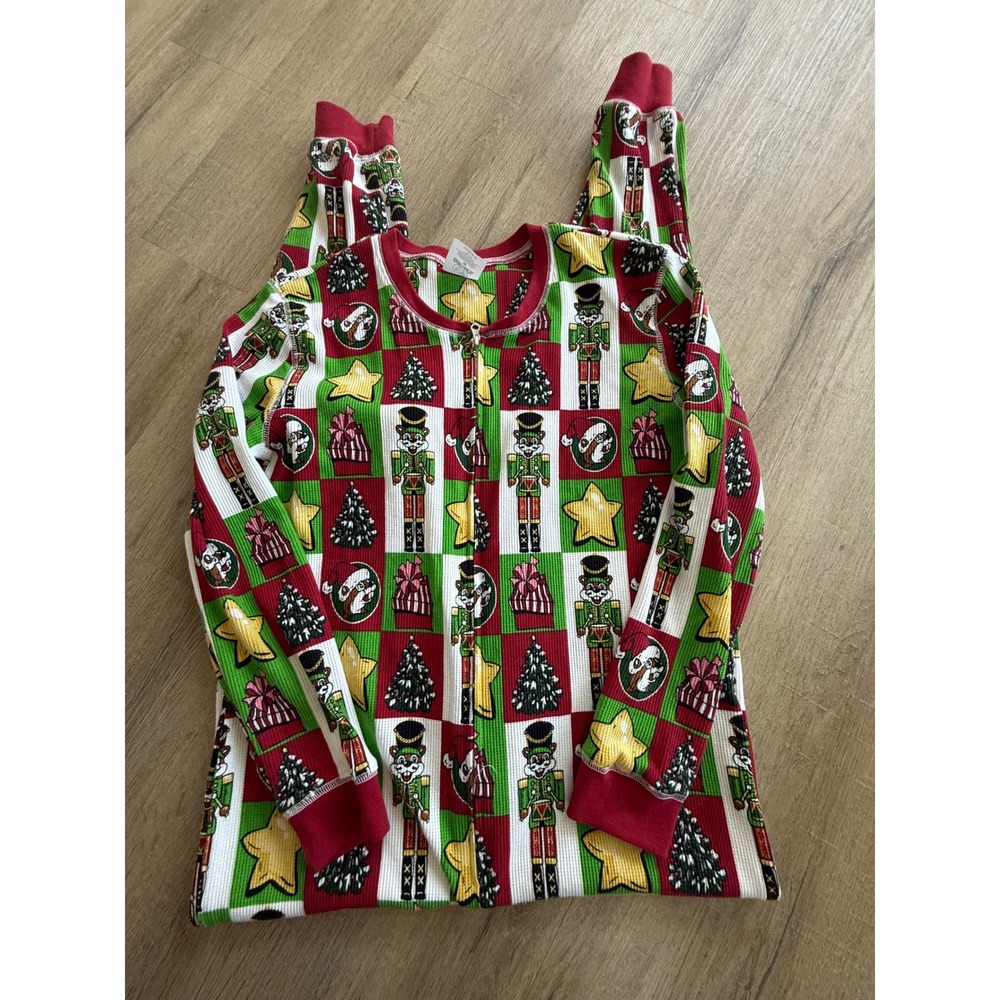 Buc-ee's Christmas Nutcracker Waffle Knit Thermal Union Suit Pajamas Medium